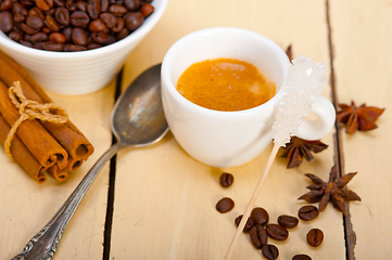 Image showing espresso coffee with sugar and spice