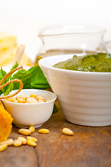 Image showing Italian traditional basil pesto pasta ingredients