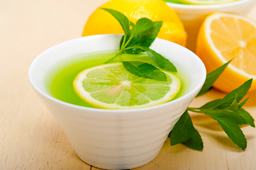 Image showing mint infusion tea tisane with lemon