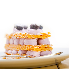 Image showing napoleon blueberry cake dessert