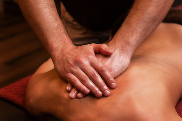 Image showing back massage to woman