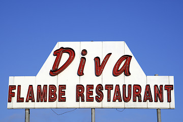 Image showing diva flambe restaurant sign 