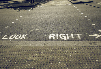 Image showing Vintage looking Look Right sign