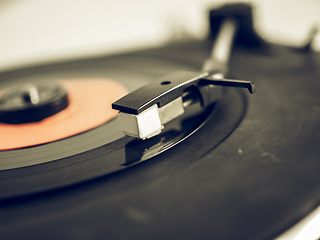 Image showing Vintage looking Vinyl record on turntable