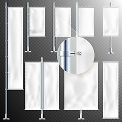 Image showing Set of 8 White textile banner and flags. EPS 10