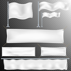 Image showing Set of 8 White textile banner and flags. EPS 10