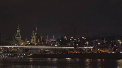Image showing Sunny summer day moscow river bay kremlin night