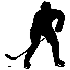 Image showing Silhouette of hockey player. Isolated on white