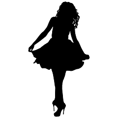 Image showing Black silhouette of a beautiful girl on a white background