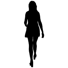 Image showing Black silhouette of a beautiful girl on a white background