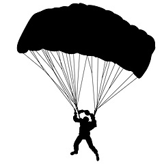 Image showing Skydiver, silhouettes parachuting illustration.