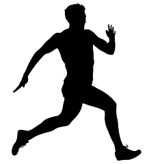 Image showing Black Silhouettes Runners sprint men on white background