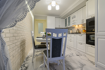 Image showing White kitchen in classic style