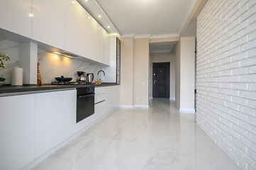 Image showing White kitchen in classic style