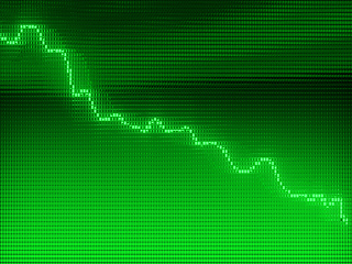 Image showing Green Graph moving down on chart as recession or financial crisi