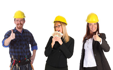 Image showing businesswoman with cash and colleague