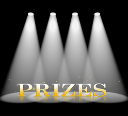 Image showing Prizes Spotlight Means Win Contest 3d Rendering