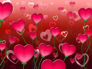 Image showing Red Hearts Background Shows Abstract Heart Romance