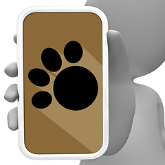 Image showing Dogs Online Means Mobile Phone 3d Rendering