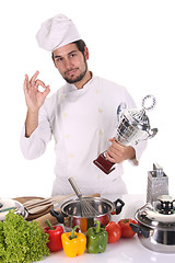 Image showing young chef with trophy 