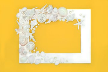 Image showing Seashell and Pearls Abstract Background Frame  