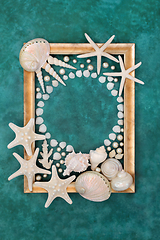 Image showing Seashell and Pearl Summer Background Border