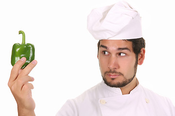 Image showing chef and green pepper