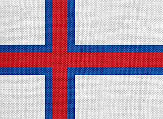 Image showing Flag of Faroe Islands on old linen