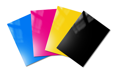 Image showing CMYK booklets set mockup on white background