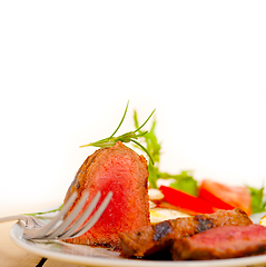 Image showing beef filet mignon grilled with vegetables