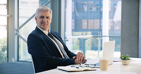 Image showing Portrait, senior and business man, ceo or professional in office workplace. Face, elderly and male executive, entrepreneur or director from Australia with pride for career, job and success mindset.