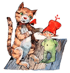 Image showing Nisse and the cat