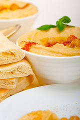 Image showing Hummus with pita bread