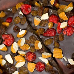 Image showing chocolate with berries and nuts