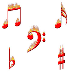 Image showing Music Notes on Fire 2 of 2