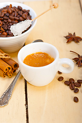 Image showing espresso coffee with sugar and spice