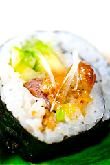 Image showing fresh sushi choice combination assortment selection