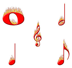 Image showing Music Notes on Fire 1 of 2