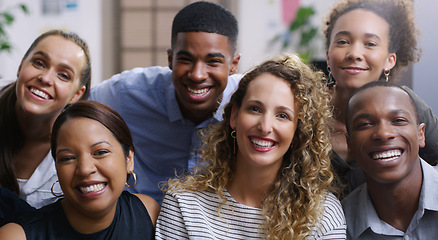 Image showing Portrait, business people and group with a smile, professional and career with startup success. Face, staff or team with collaboration, partnership and teamwork with happiness, growth and development