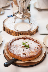 Image showing Apples pie with samovar