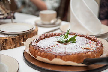 Image showing Apples pie with samovar