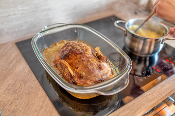 Image showing roast duck in the oven