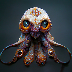 Image showing Funny cartoon octopus. Digtal generated illustration. Marine lif