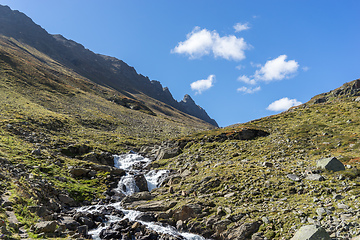 Image showing Trekking in Alps summer vacation