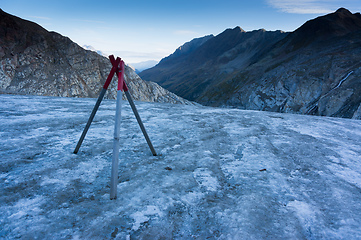 Image showing Hiking on glacier in Alps