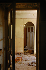 Image showing broken doors in abandoned interior