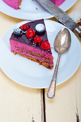 Image showing blueberry and raspberry cake mousse dessert