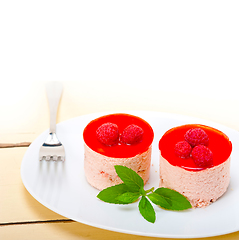 Image showing fresh raspberry cake mousse dessert