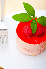 Image showing fresh raspberry cake mousse dessert