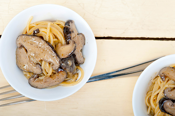 Image showing Italian spaghetti pasta and mushrooms